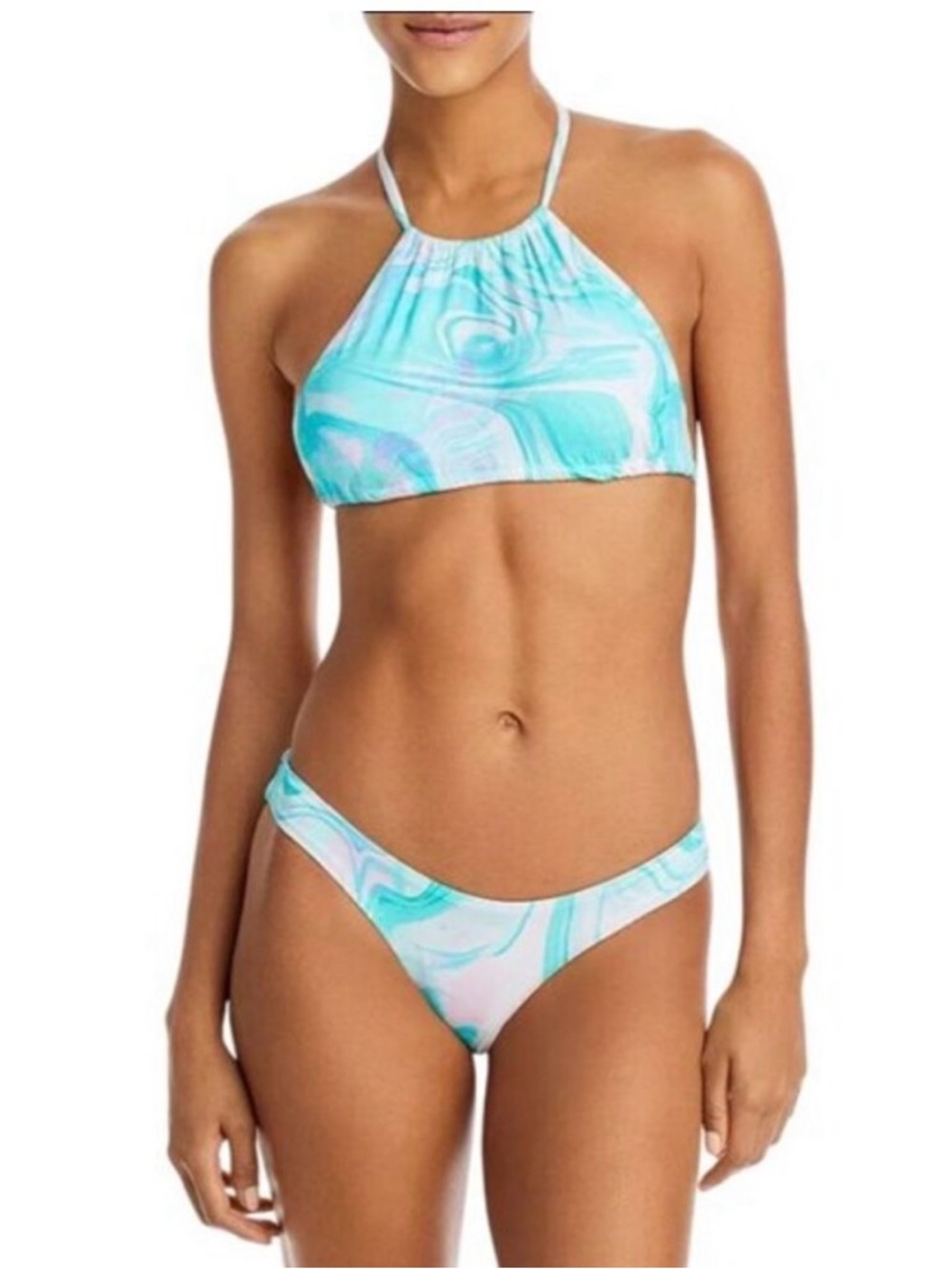 NWT Women’s High-Neck Swim Top in Aqua Marble - Picture 3 of 3